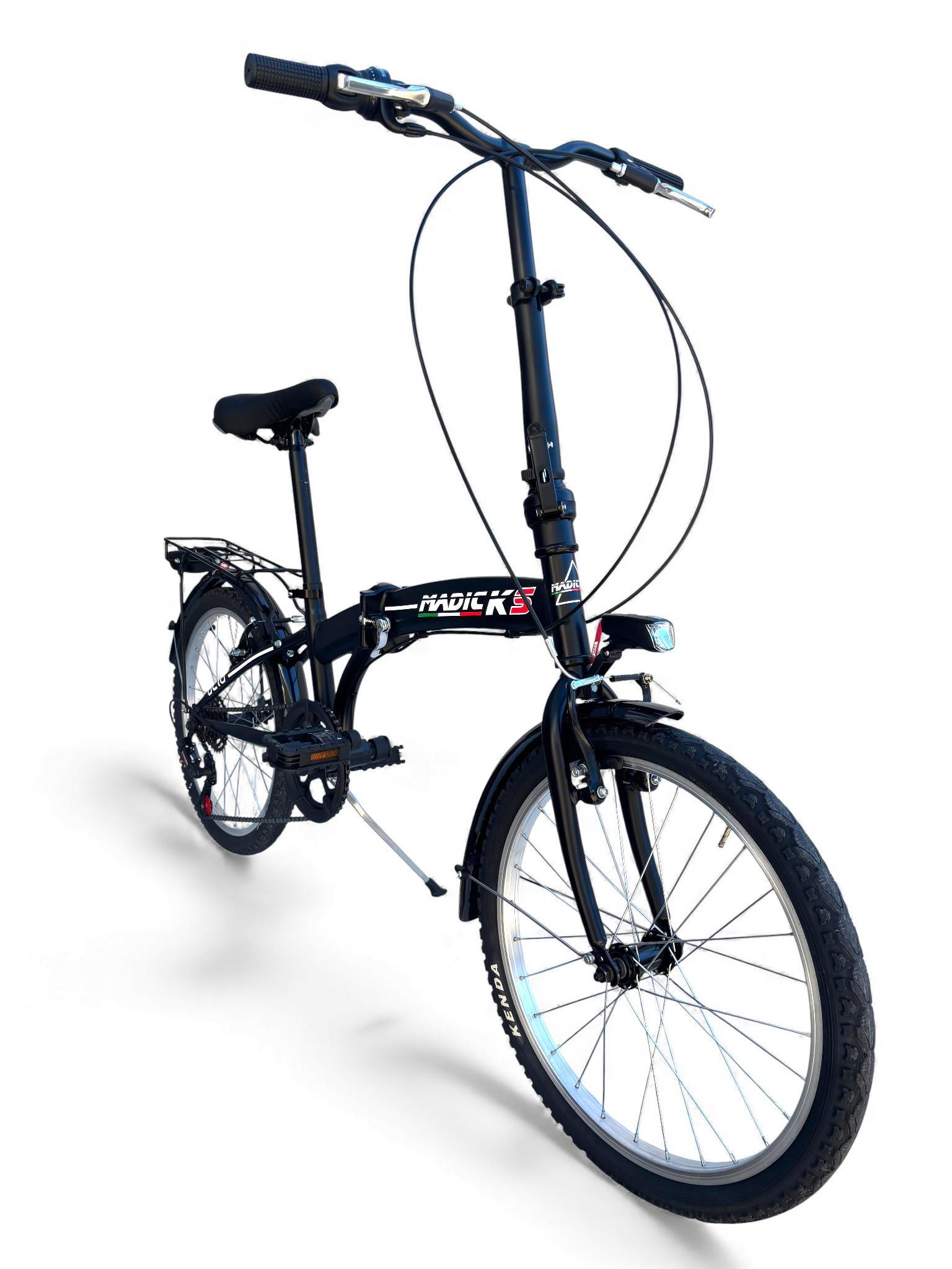 Bicicletta Pieghevole Madicks Folding 20" Nero Con Cambio 6v Unisex City Bike 6/8