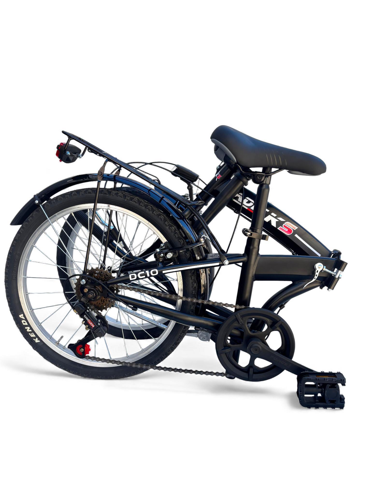 Bicicletta Pieghevole Madicks Folding 20" Nero Con Cambio 6v Unisex City Bike 3/8