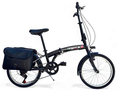 Bicicletta Pieghevole Folding 20" Nero Con Cambio 6v Unisex City Bike con Borse