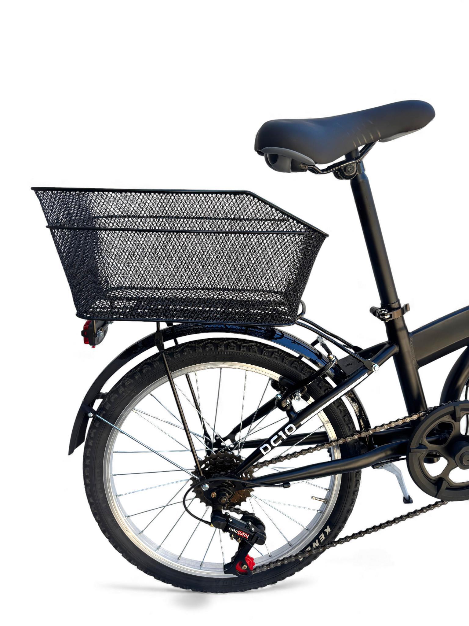 Bicicletta Pieghevole Folding 20" Nero Con Cambio 6v Unisex City Bike con Cestin 2/8