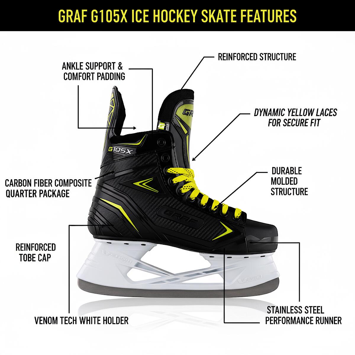 Schlittschuhe Graf G104X Eishockey Schlittschuh Eislaufen 45 3/7