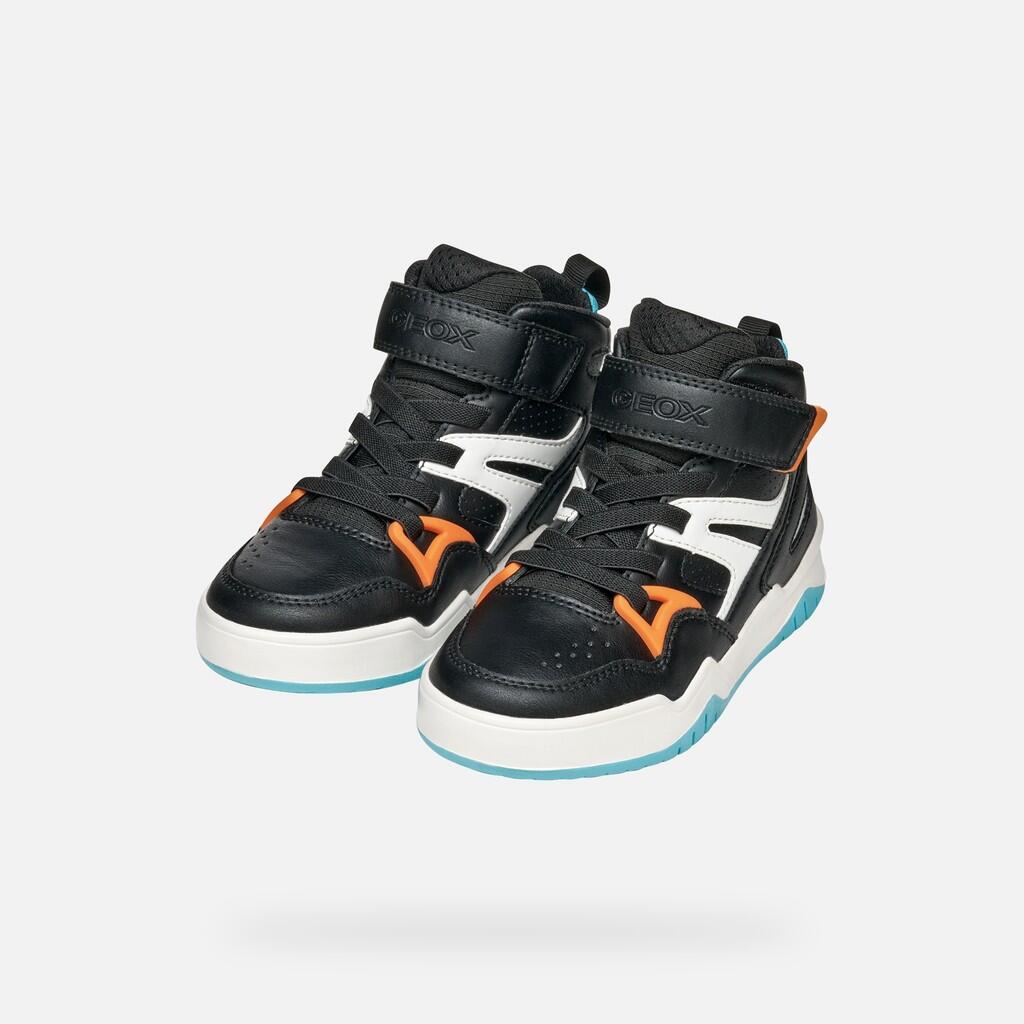 Baskets Garçon J PERTH BOY Noir/Orange 3/7