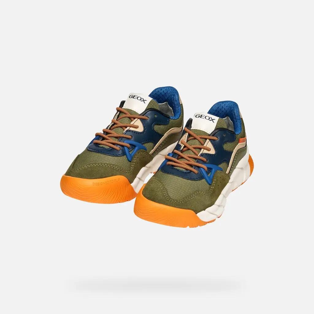 Baskets Garçon FLEXYPER PRO BOY Vert Militaire/Orange 3/7