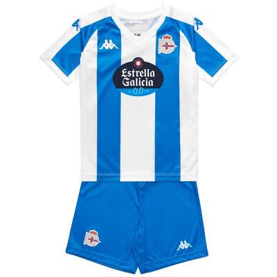 Completo t-shirt pantaloncino da bambino in poliestere blu da calcio