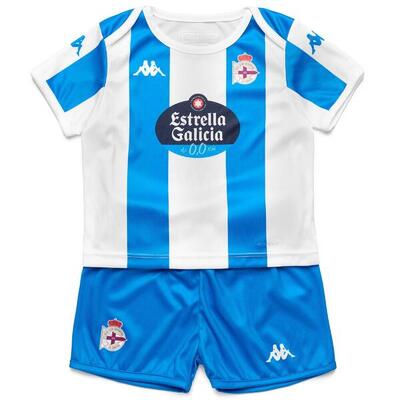 Completo t-shirt pantaloncino da bambino/a in poliestere blu da calcio