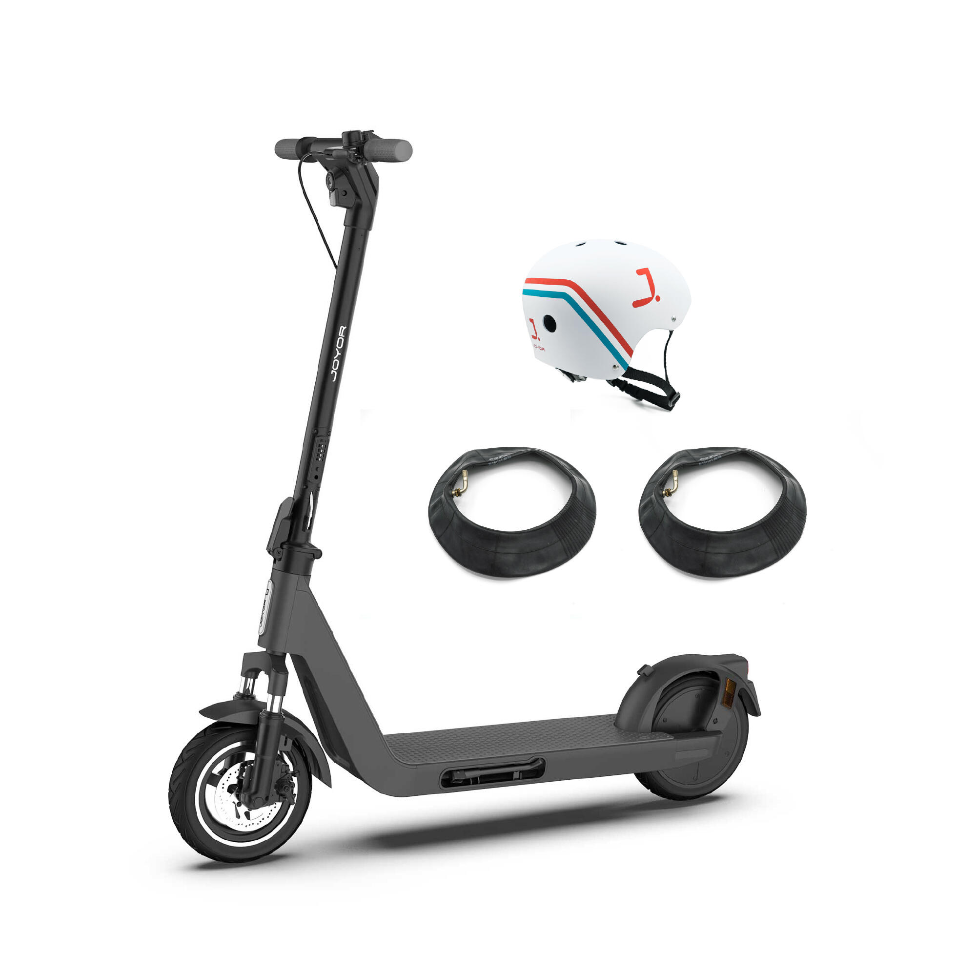 Trotinete elétrica joyor litego preta + capacete + 2 câmaras