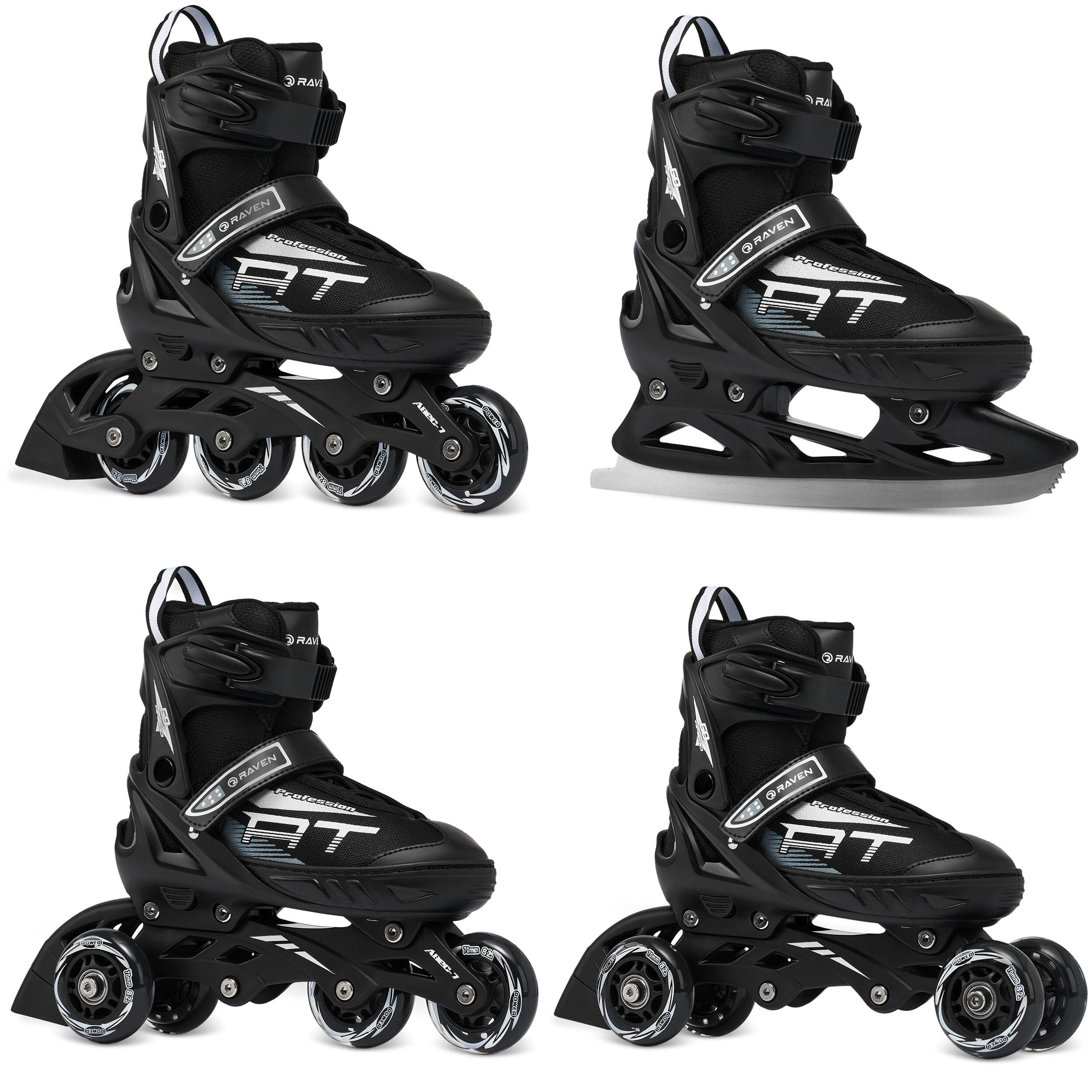 Raven - Patins À Roulettes Patins Ajustables 4in1 Raven Profession - Rollers En Ligne - Noir - Decathlon