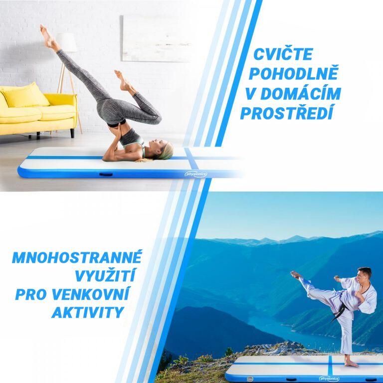 Air Track PHYSIONICS 600x100x10 cm bleu PVC gonflable avec pompe 5/7