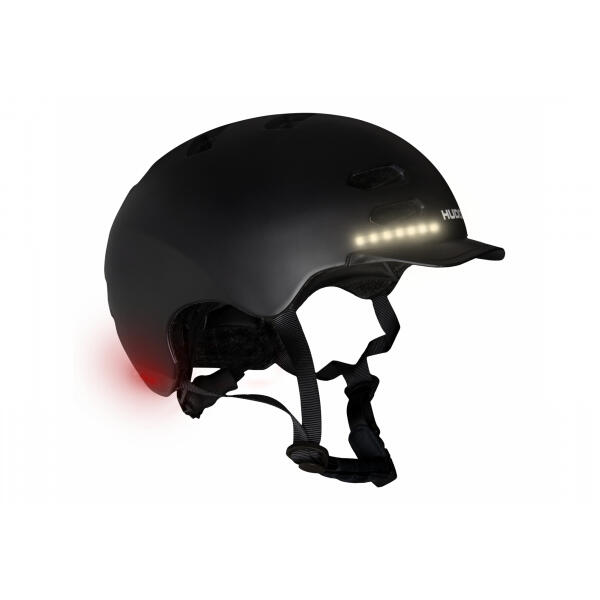 Fahrrad-/Skatehelm mit integrierten LED-Lampen - L 58-61 cm - schwarz 2/6