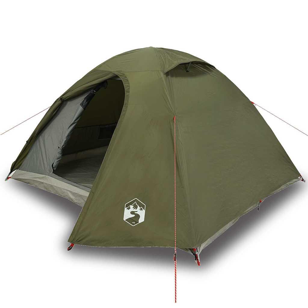 Tenda a cupola VidaXL per 4 persone impermeabile verde oliva 2/7