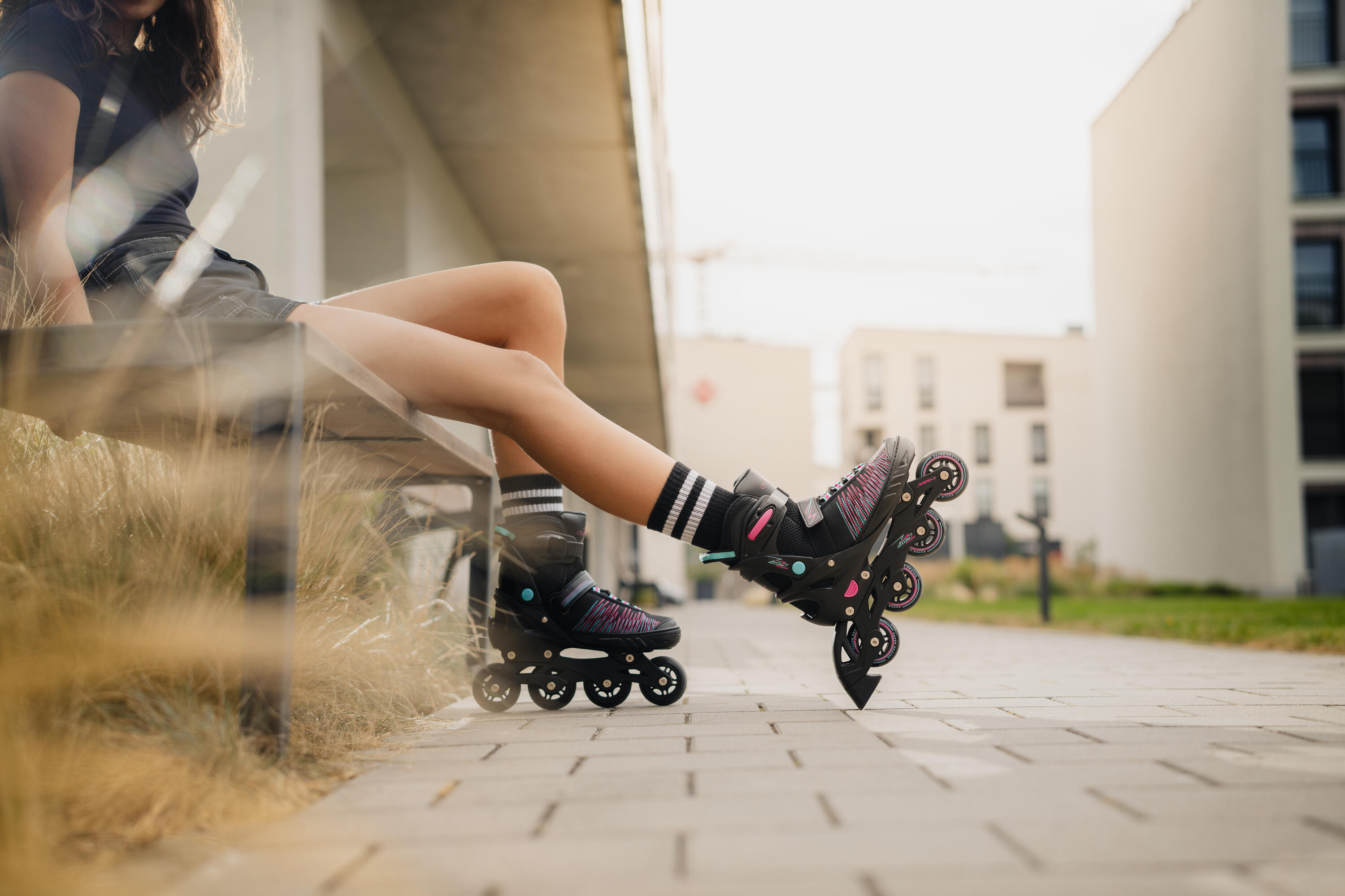 Patines ajustables 2en1 Allure Negro/Rosa/Menta 3/7