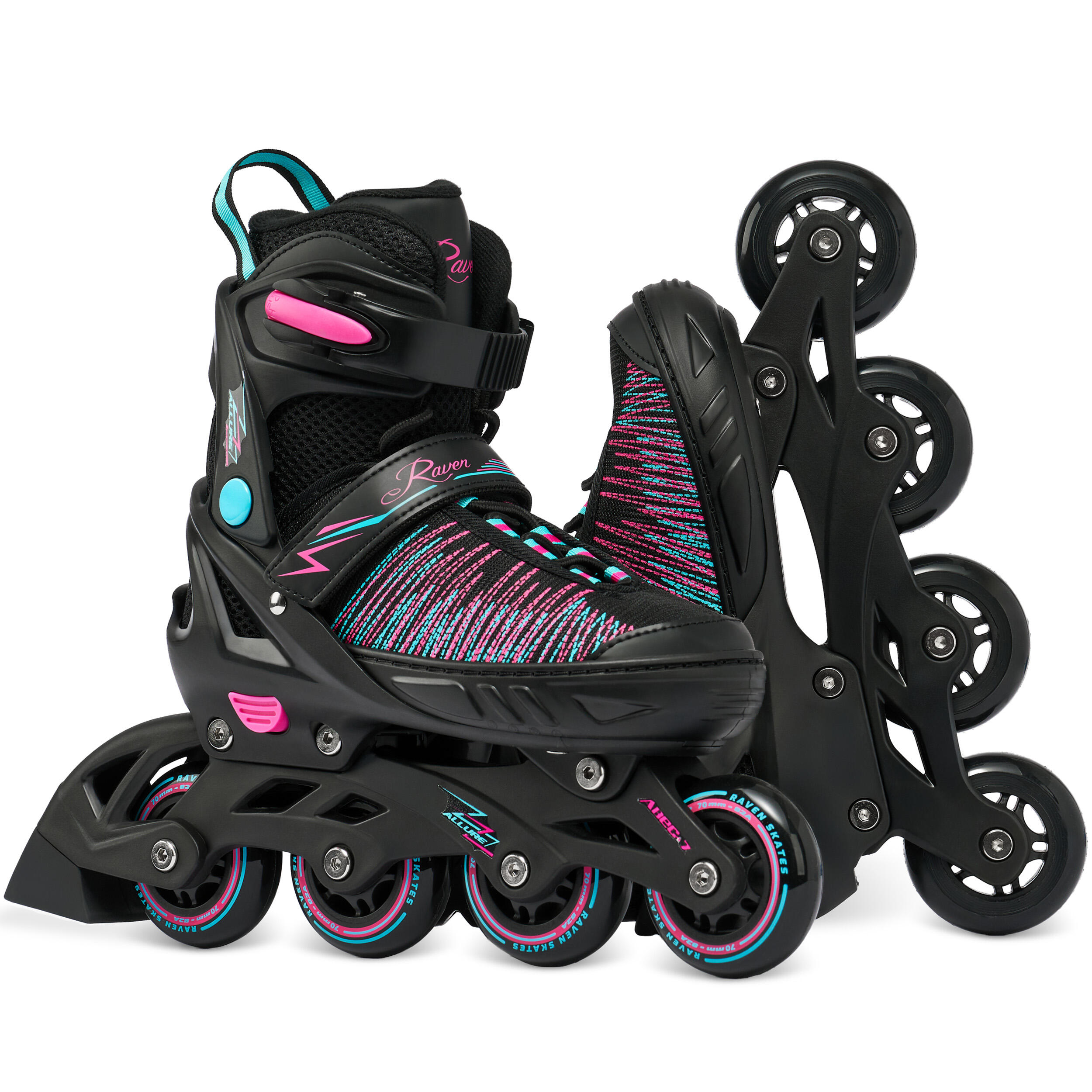 Patines ajustables 2en1 Allure Negro/Rosa/Menta 4/7