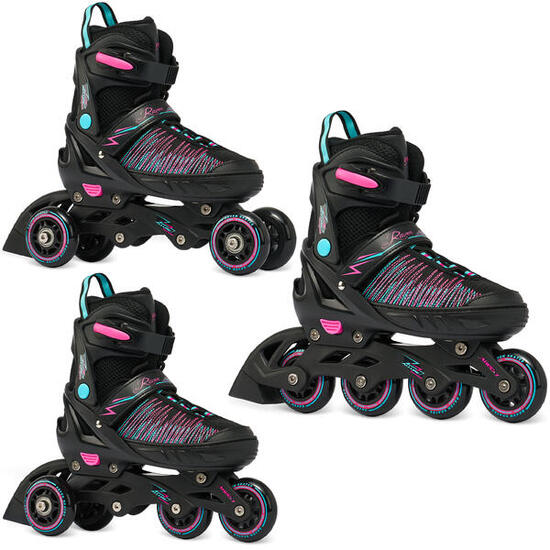 Patines ajustables 3 en 1 para niñas Allure Negro/Rosa/Menta