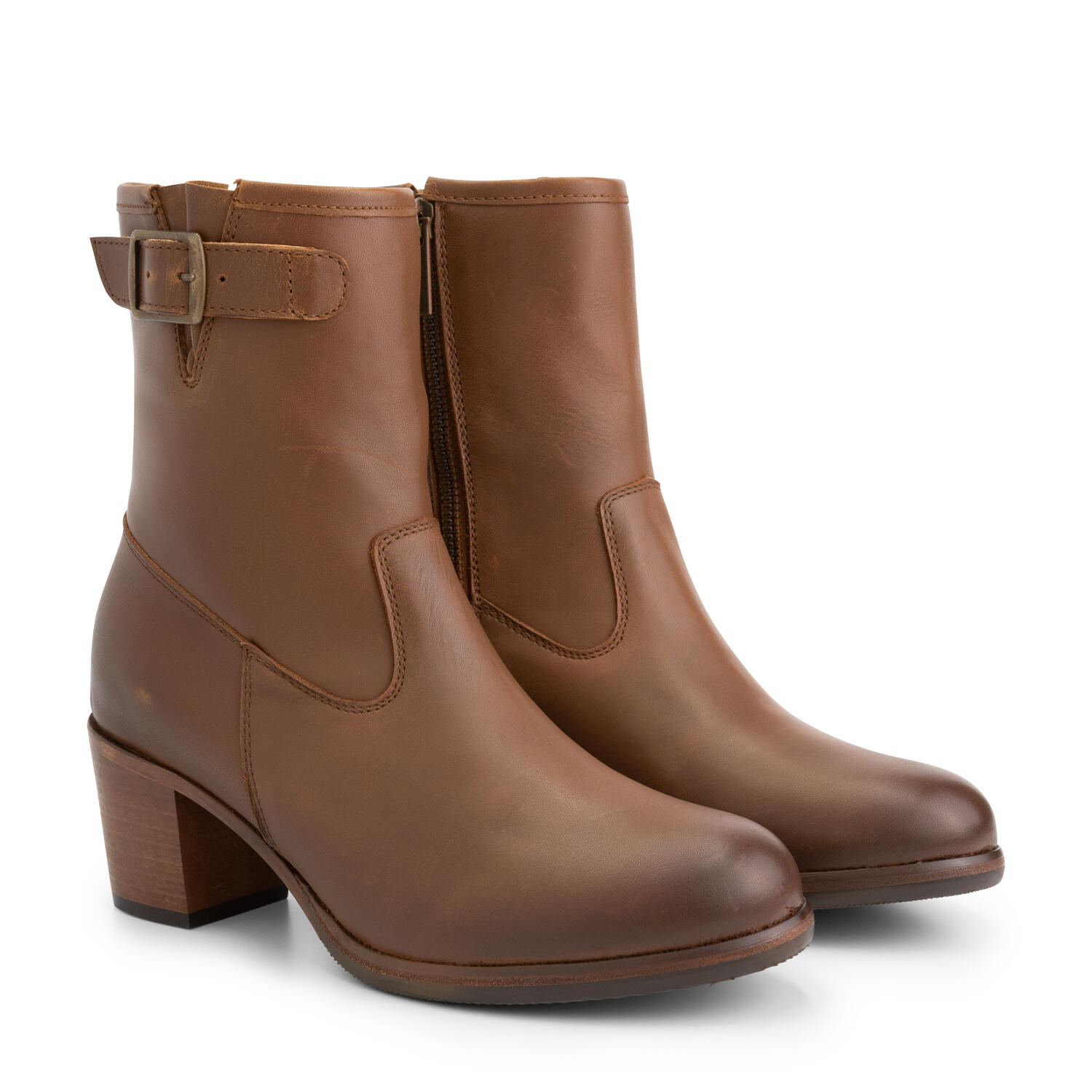 Mysa - Mysa Poppy – Bottines Femme Cuir – Élégantes À Talon – Cuir Brun Cognac - Bottes - Marron - Decathlon