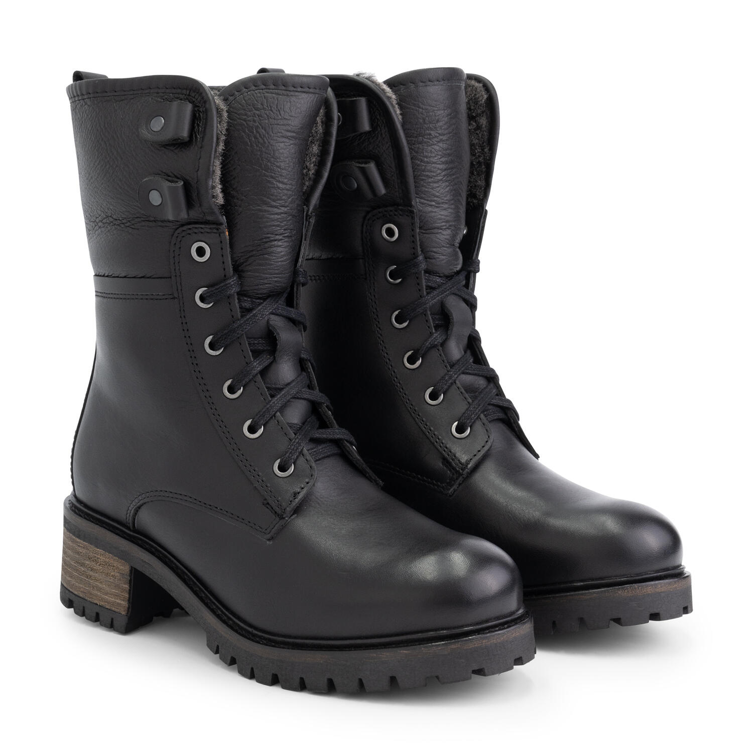 Mysa - Mysa Daisy – Bottines Femme Cuir – Chaussures Lacées Doublées – Cuir Noir - Bottes - Noir - Decathlon