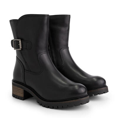 Mysa Lily – Damen Lederstiefeletten – Gefütterte Stiefel – Schwarz Leder