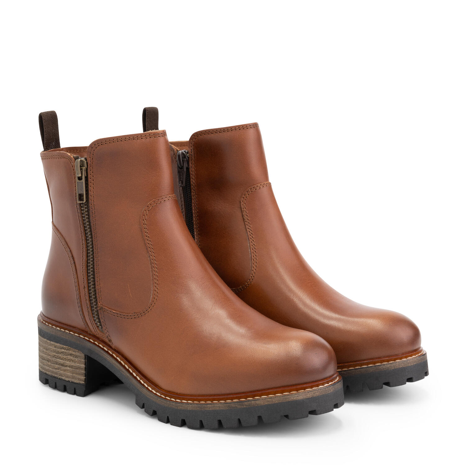 Mysa - Mysa Ivy – Bottines Femme Cuir – Bottes Doublées – Cuir Brun Cognac - Bottes - Marron - Decathlon