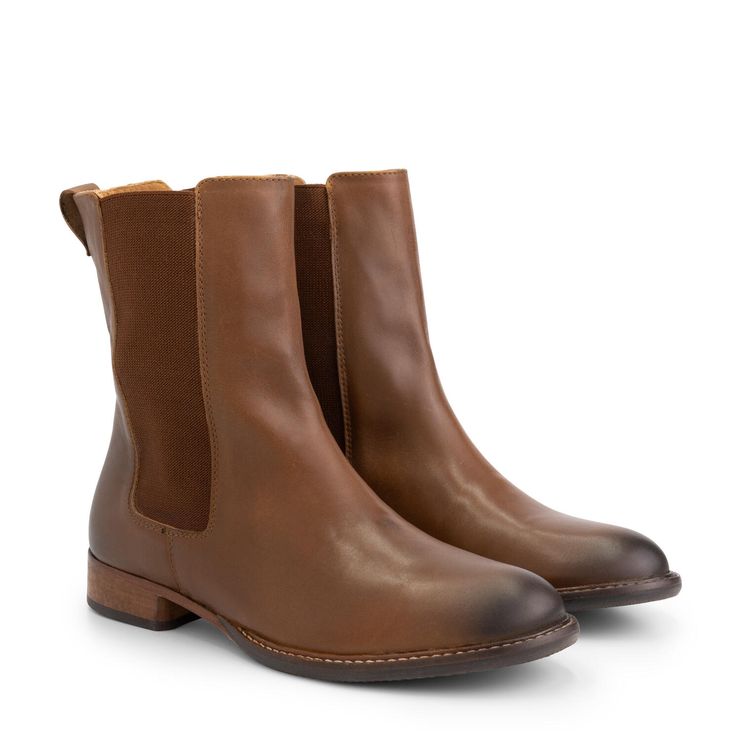 Mysa - Mysa Ambrozia – Bottines Femme Cuir – Chelsea Élégantes – Cuir Brun Cognac - Bottes - Marron - Decathlon