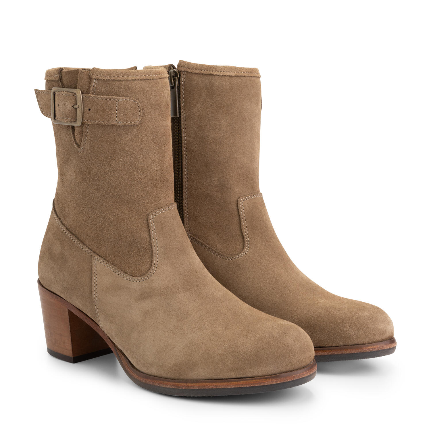 Mysa - Mysa Poppy Suede – Bottines Femme Daim – Élégantes À Talon – Daim Taupe - Bottes - Gris - Decathlon