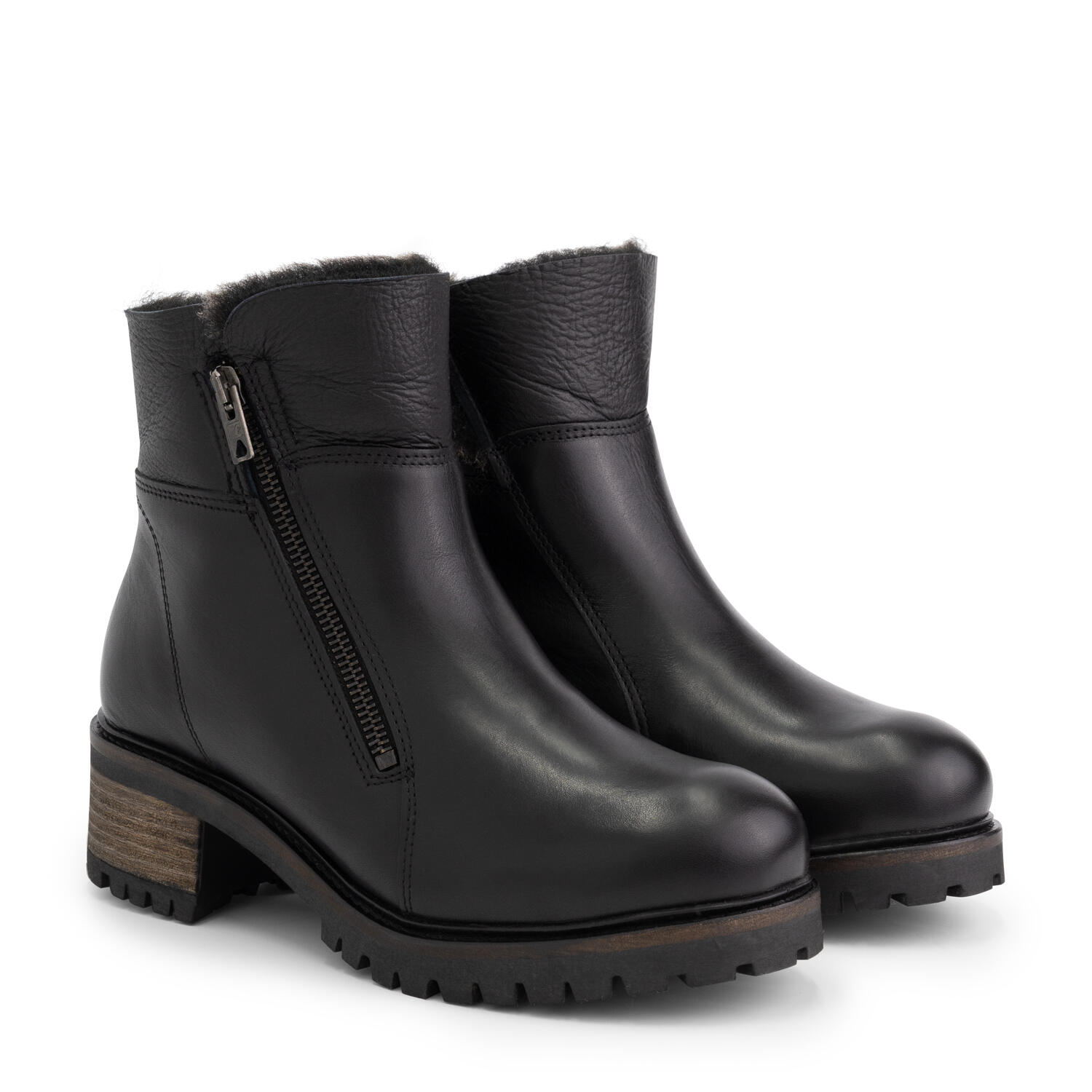 Mysa - Mysa Leliana – Bottines Femme Cuir – Bottes Doublées – Cuir Noir - Bottes - Noir - Decathlon