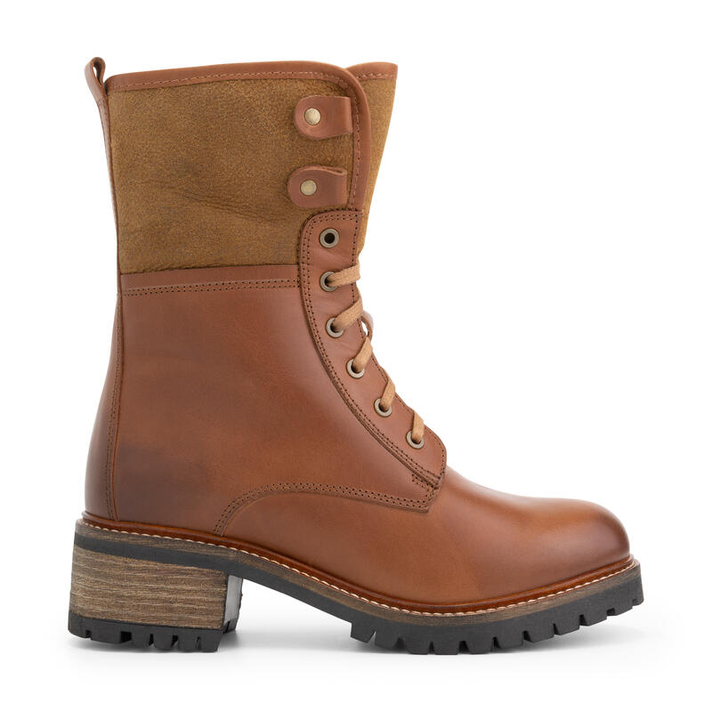 Bottes Vintage SACHA Paris Tout Cuir Avec Reliefs - Taille 36.5, Marron Caramel, Occasion