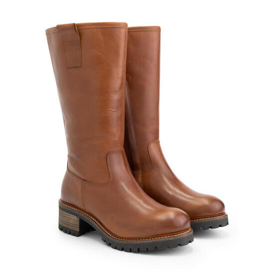 Mysa Heather – Damen Lederstiefel – Wollgefütterte Stiefel – Cognac Leder