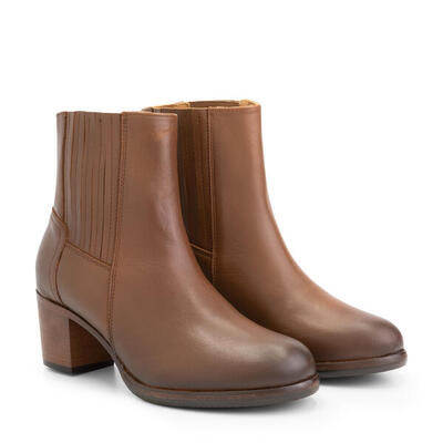 Mysa pentas - dames leren enkellaarzen - nette chelsea boots - cognac leer