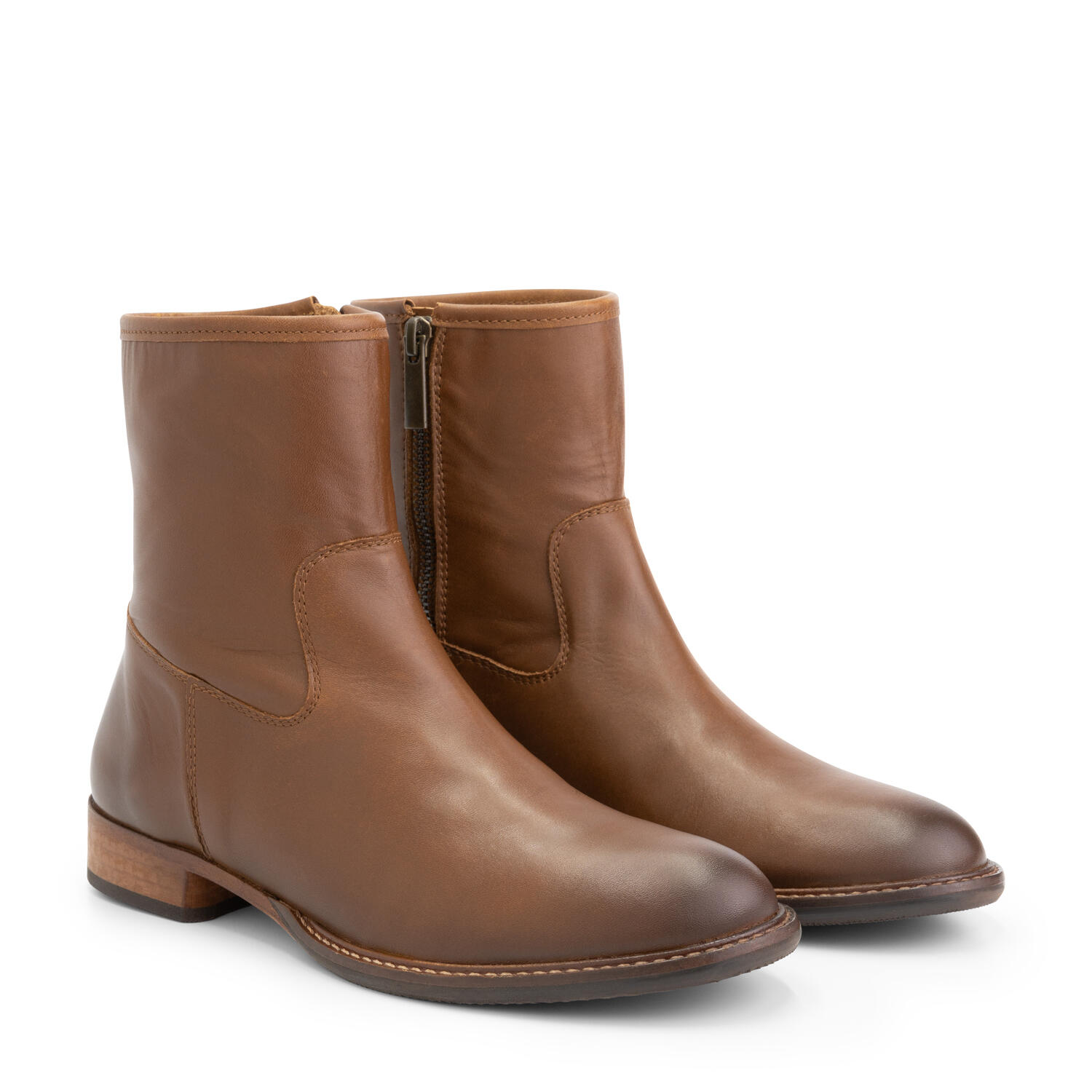 Mysa - Mysa Susana – Bottines Femme Cuir – Chaussures Élégantes – Cuir Brun Cognac - Bottes - Marron - Decathlon