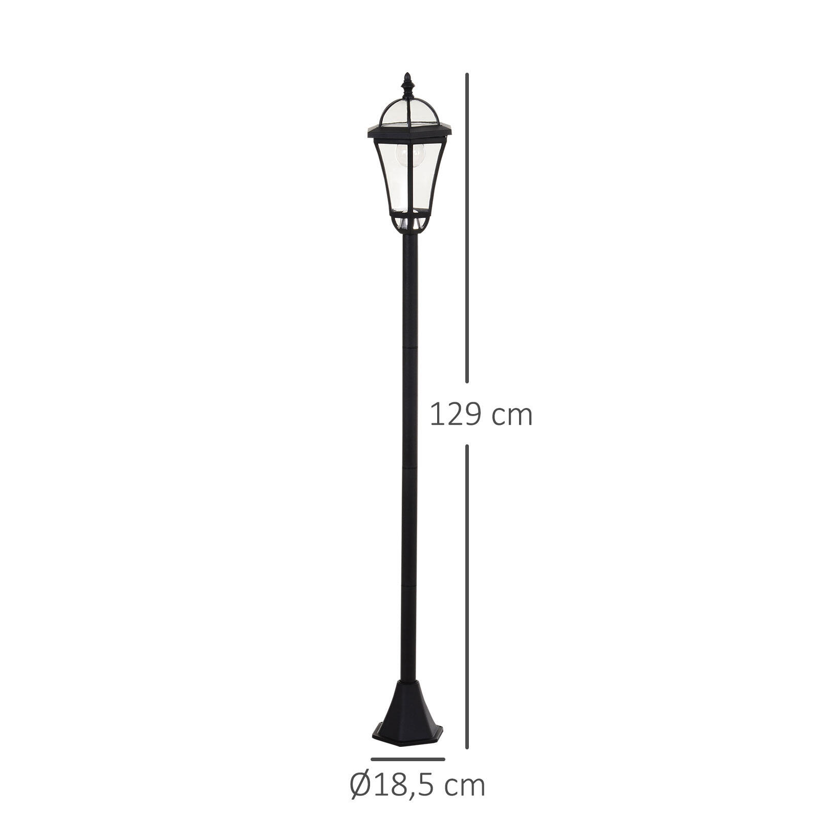 Conjunto de Candeeiros Solares Outsunny 18,5x18,5x129 cm Preto 3/6