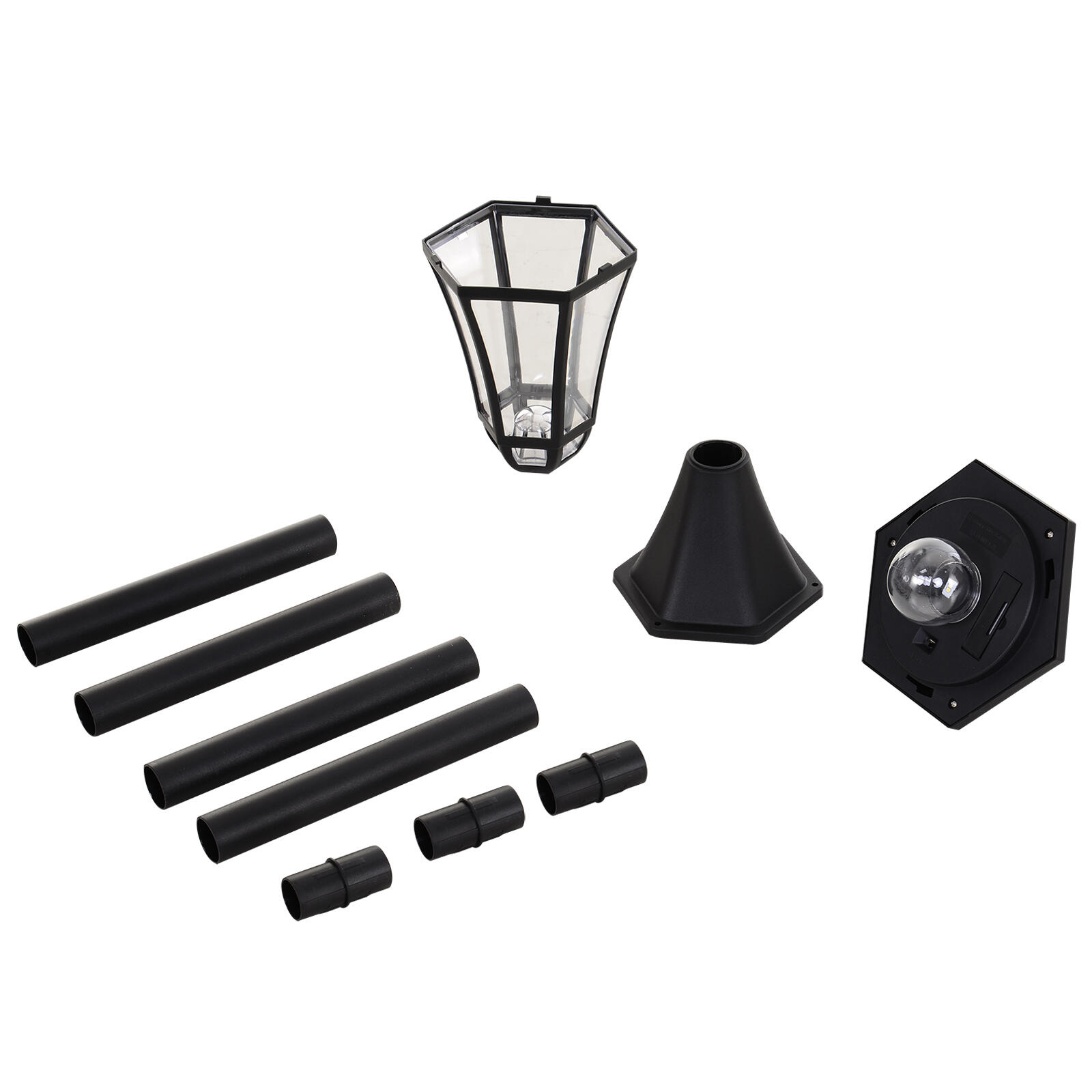 Conjunto de Candeeiros Solares Outsunny 18,5x18,5x129 cm Preto 5/6