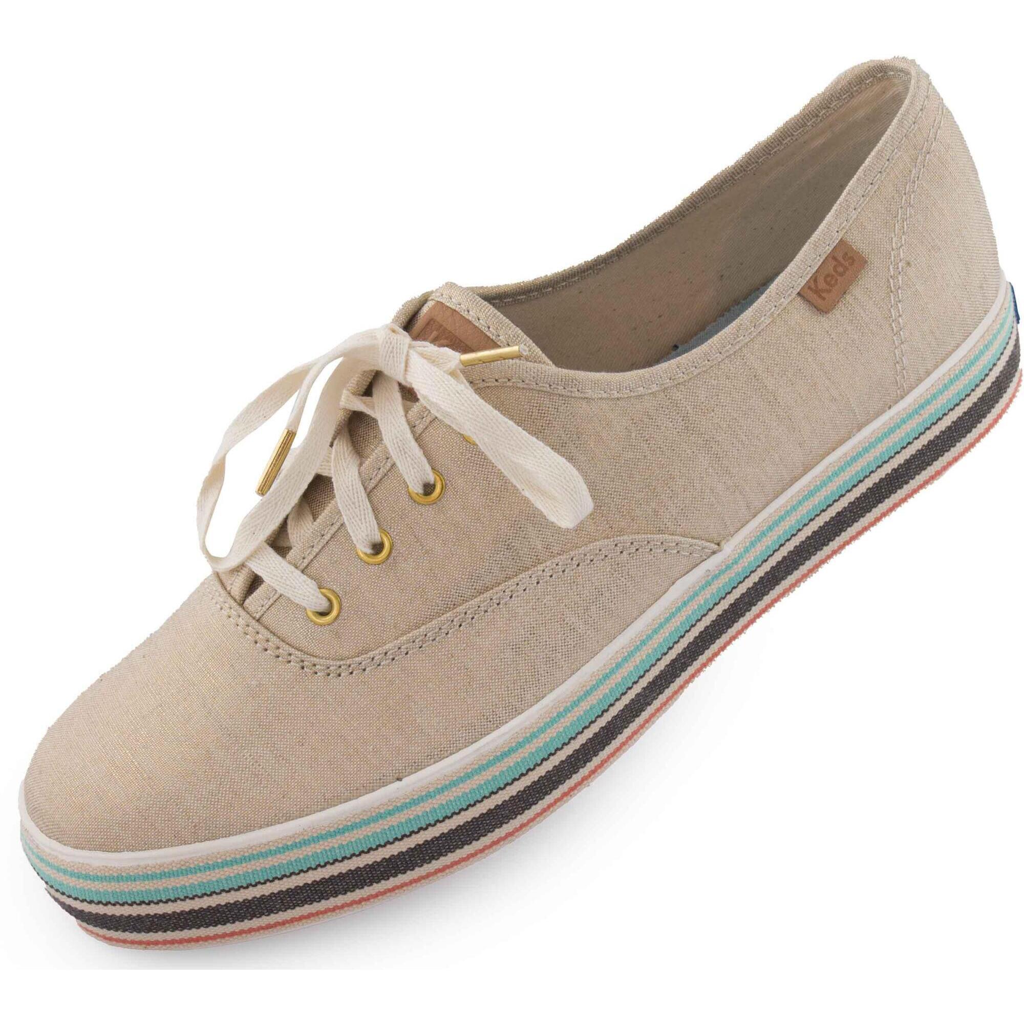 Ked - Keds Wms Triple Stripe Foxing Line Femme Natural Gold 40.5 - Baskets - Beige|bleu|gris - Decathlon