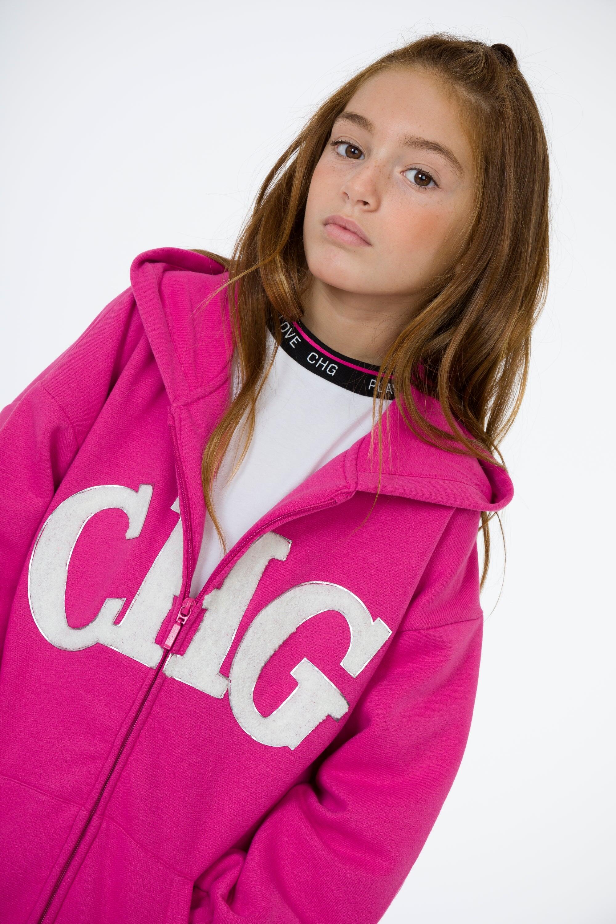 Moletom aberto fúcsia feminino CHG | Com 3/5