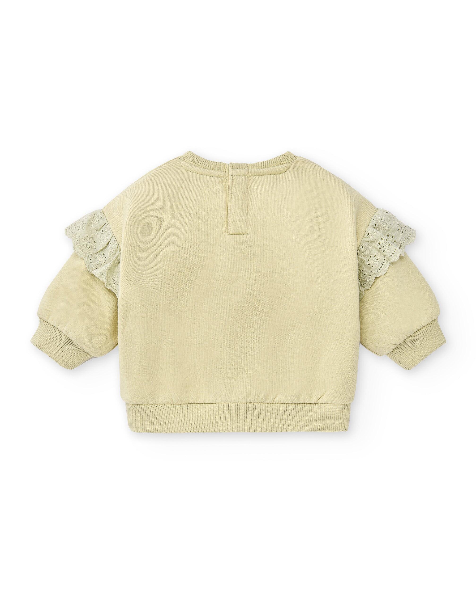 Moletom verde claro para bebê menina com 4/4