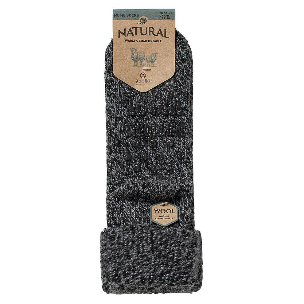 Apollo - Wollen Huissokken Unisex - 3-Pack Voordeel - Zwart - Maat 35/38 - 5/5
