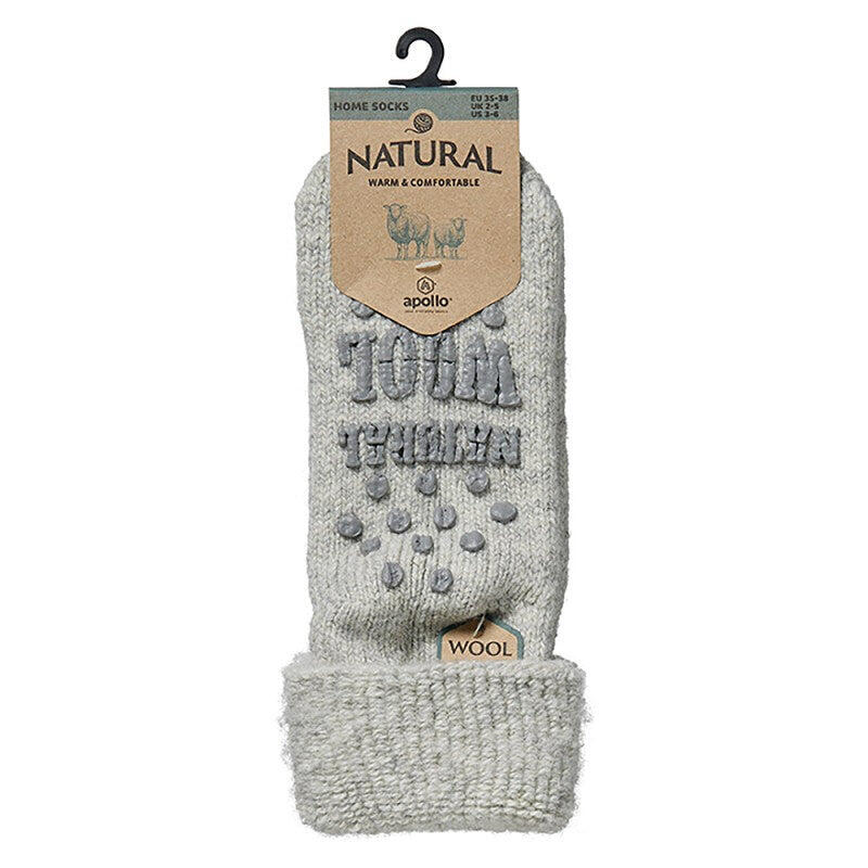 Apollo - Wollen Huissokken Unisex - 3-Pack Voordeel - Grijs - Maat 35/38 - 5/5