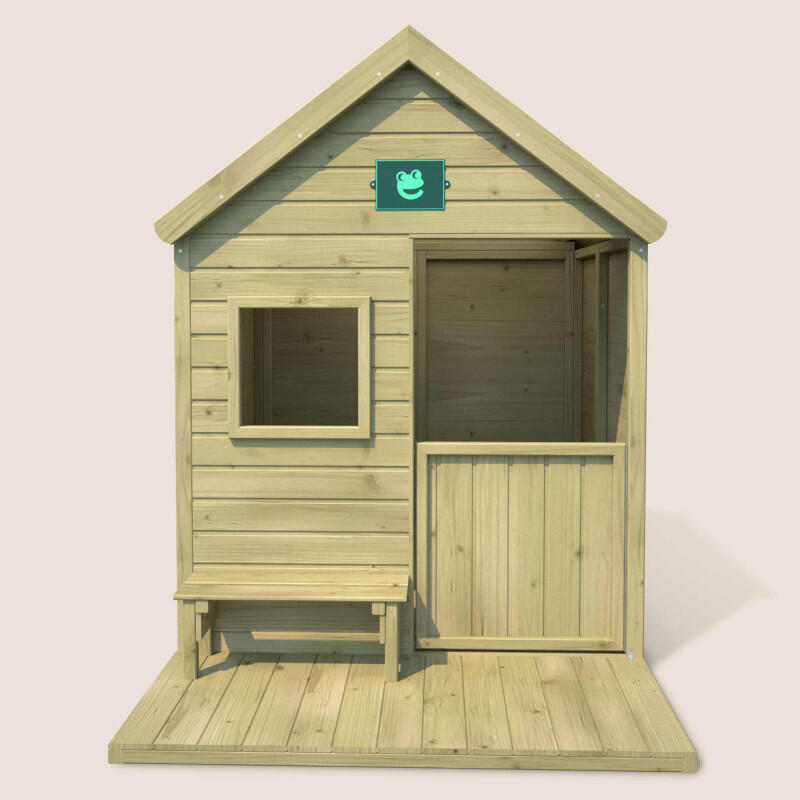 Cabane en bois traité avec terrasse et banc HEIDI 3/5