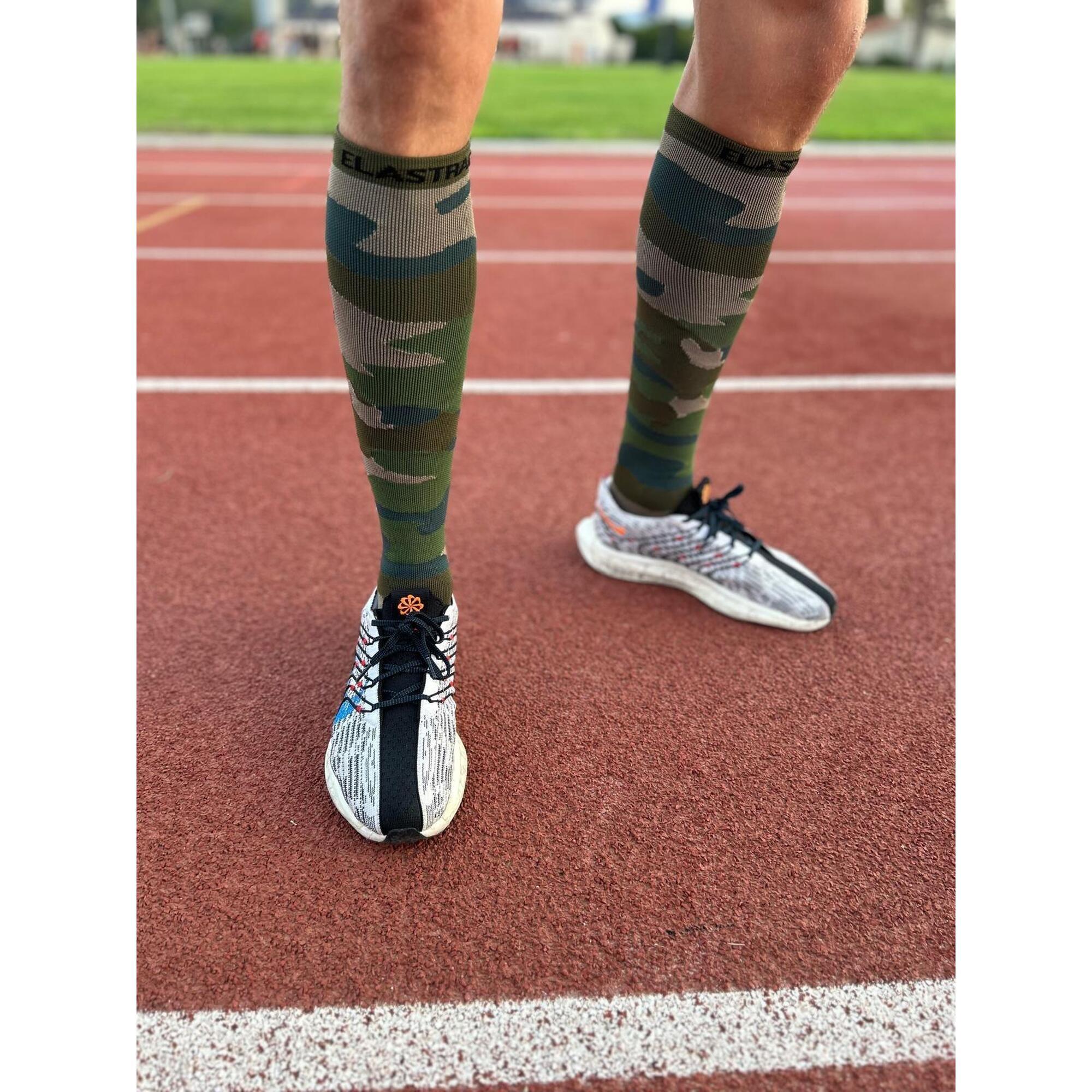 Elastrap - Chaussettes De Compression Haute - Running, Course, Vélo Et Sports - Camouflage - Chaussettes De Compression - Marron|vert - 37/42 - Decathlon