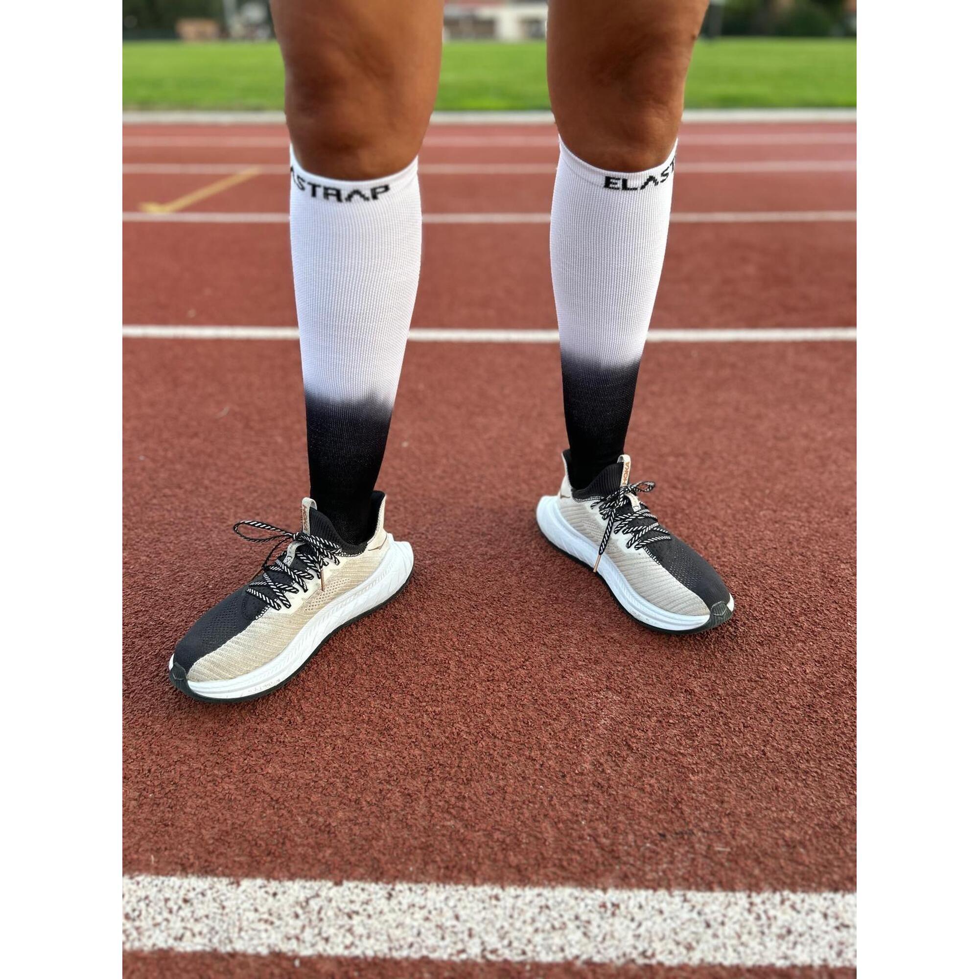 Elastrap - Chaussettes De Compression Hautes Effort - Running, Course, Vélo Et Sports - Chaussettes De Compression - Blanc|noir - 37/42 - Decathlon