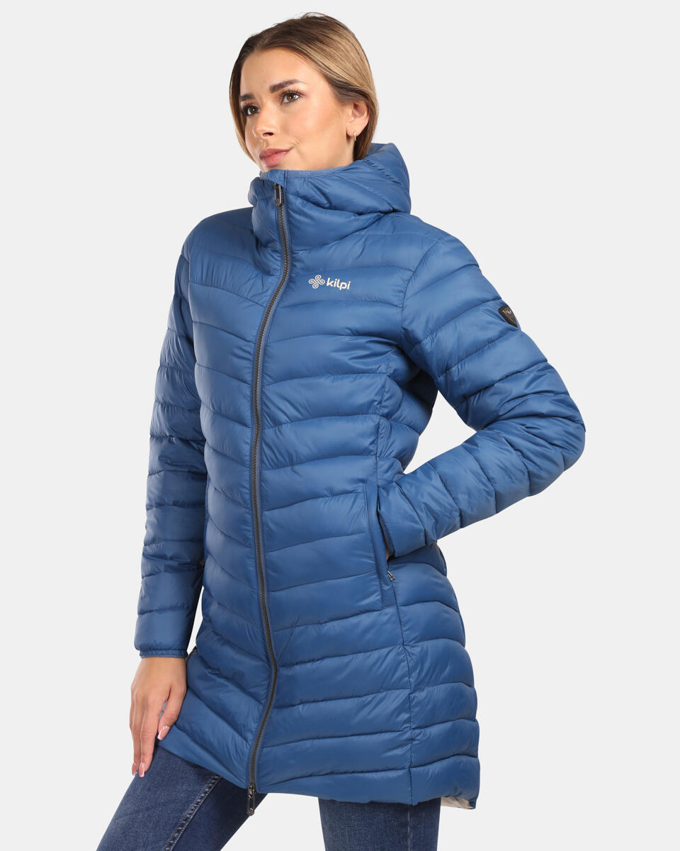 Abrigo acolchado Kilpi Leila-W para mujer largo medio azul 3/6