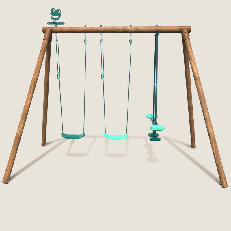 Portique en bois rond 3 agrès avec face à face POLO 2/5