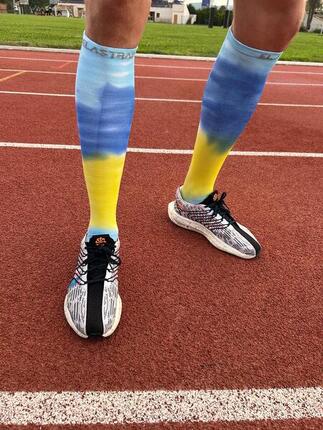 Chaussettes de compression hautes - Running, course, vélo et sports - Tie & dye