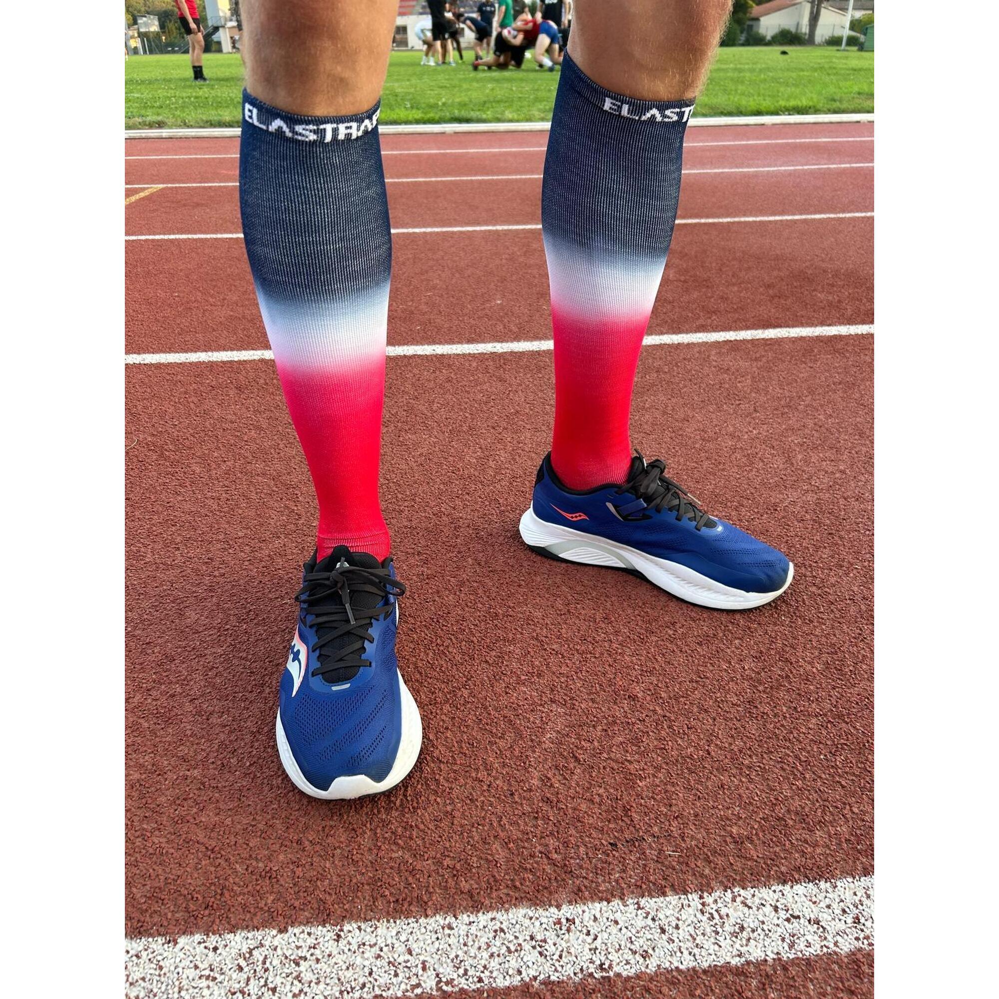 Elastrap - Chaussettes De Compression Haute - Running, Course, Vélo Et Sports - France - Chaussettes De Compression - Blanc|bleu|rouge - 37/42 - Decathlon