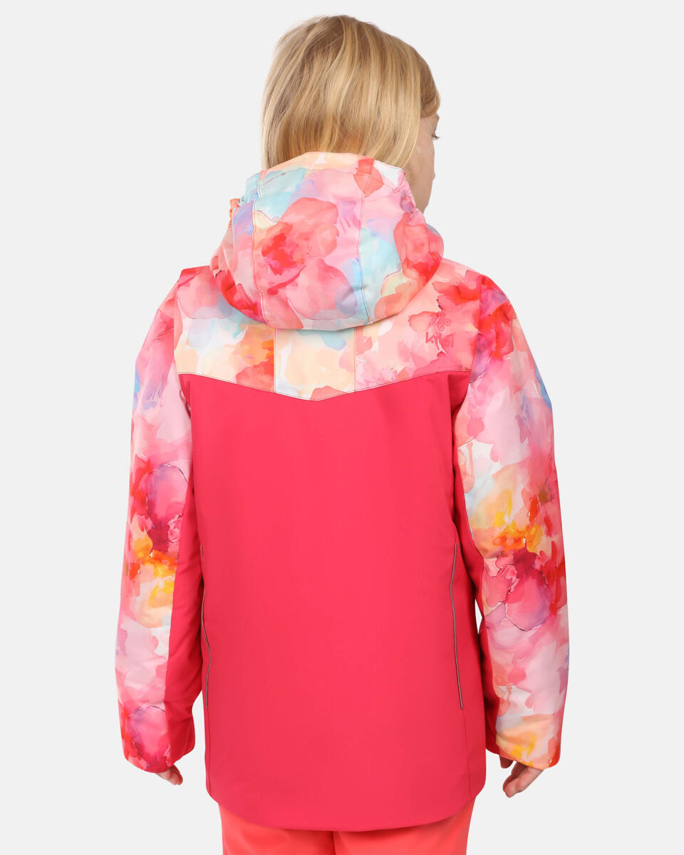 Veste de ski fille Kilpi Samara-JG rose, 10 000 mm imperméable, capuche amovible 2/7