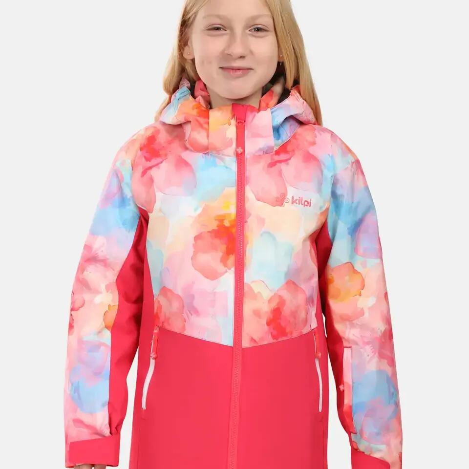 Kilpi Samara-JG Girls' Ski Jacket Pink 10,000 mm Waterproof Removable Hood