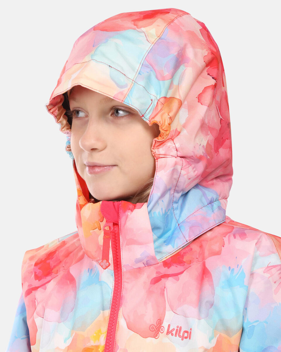 Veste de ski fille Kilpi Samara-JG rose, 10 000 mm imperméable, capuche amovible 4/7