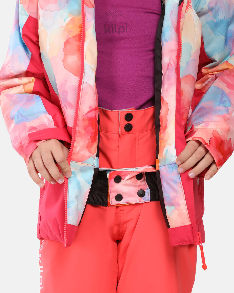 Veste de ski fille Kilpi Samara-JG rose, 10 000 mm imperméable, capuche amovible 6/7