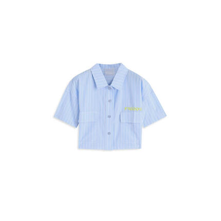 Chemise cropped rayée à manches larges