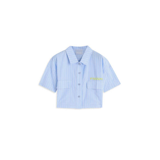 Chemise cropped rayée à manches larges