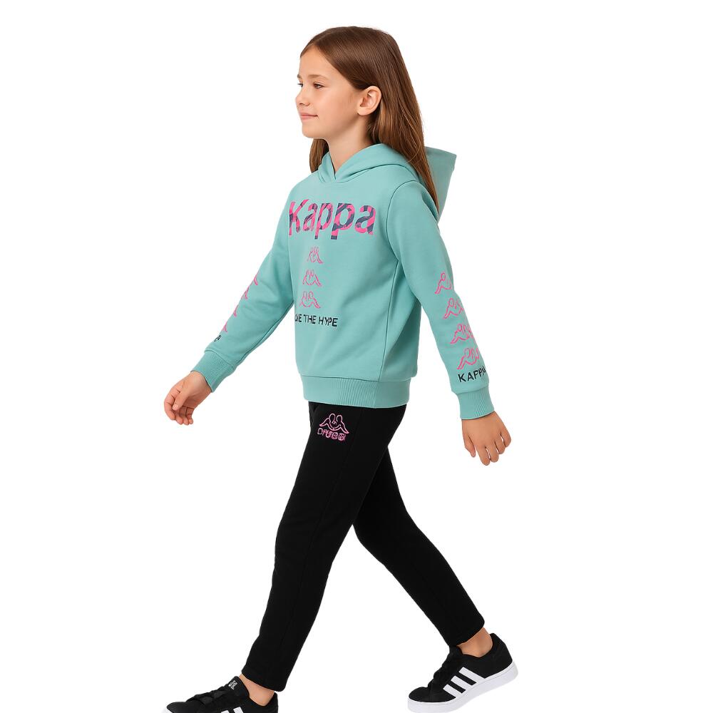 KAPPA 322B2PW Green River – Fato de treino para menina com capuz e forro polar 1 2/5