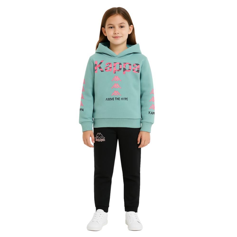KAPPA 322B2PW Green River – Fato de treino para menina com capuz e forro polar 1 1/5